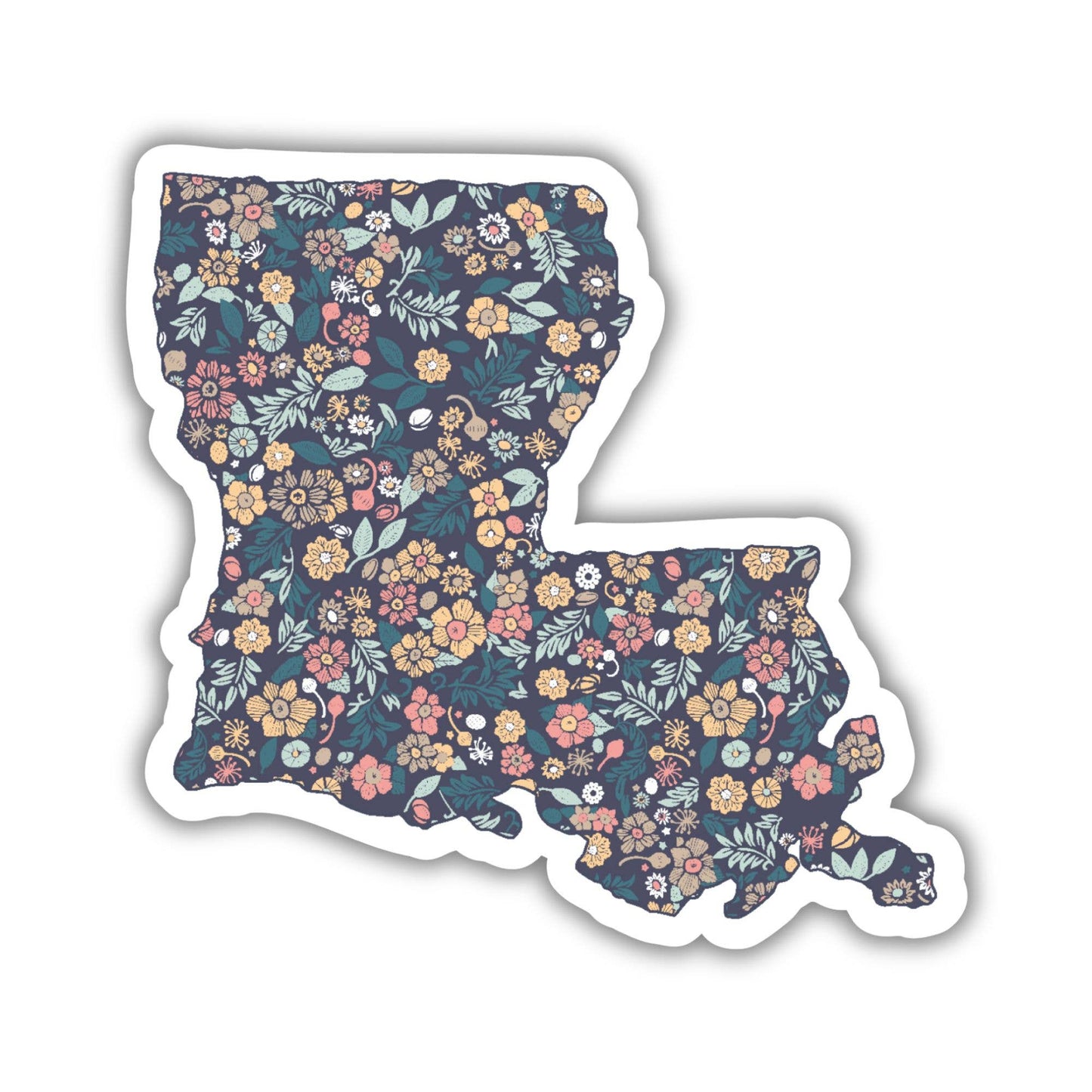 Louisiana Floral State Map Sticker