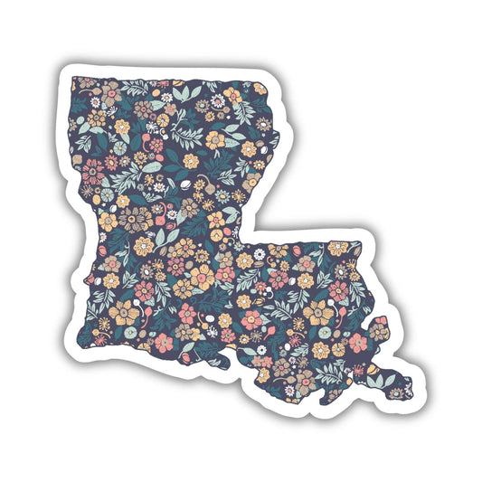 Louisiana Floral State Map Sticker