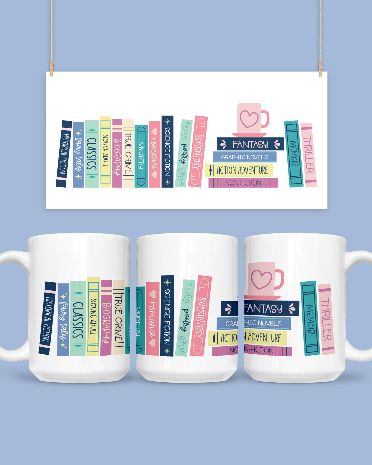 Book Genres Book Stack Mug