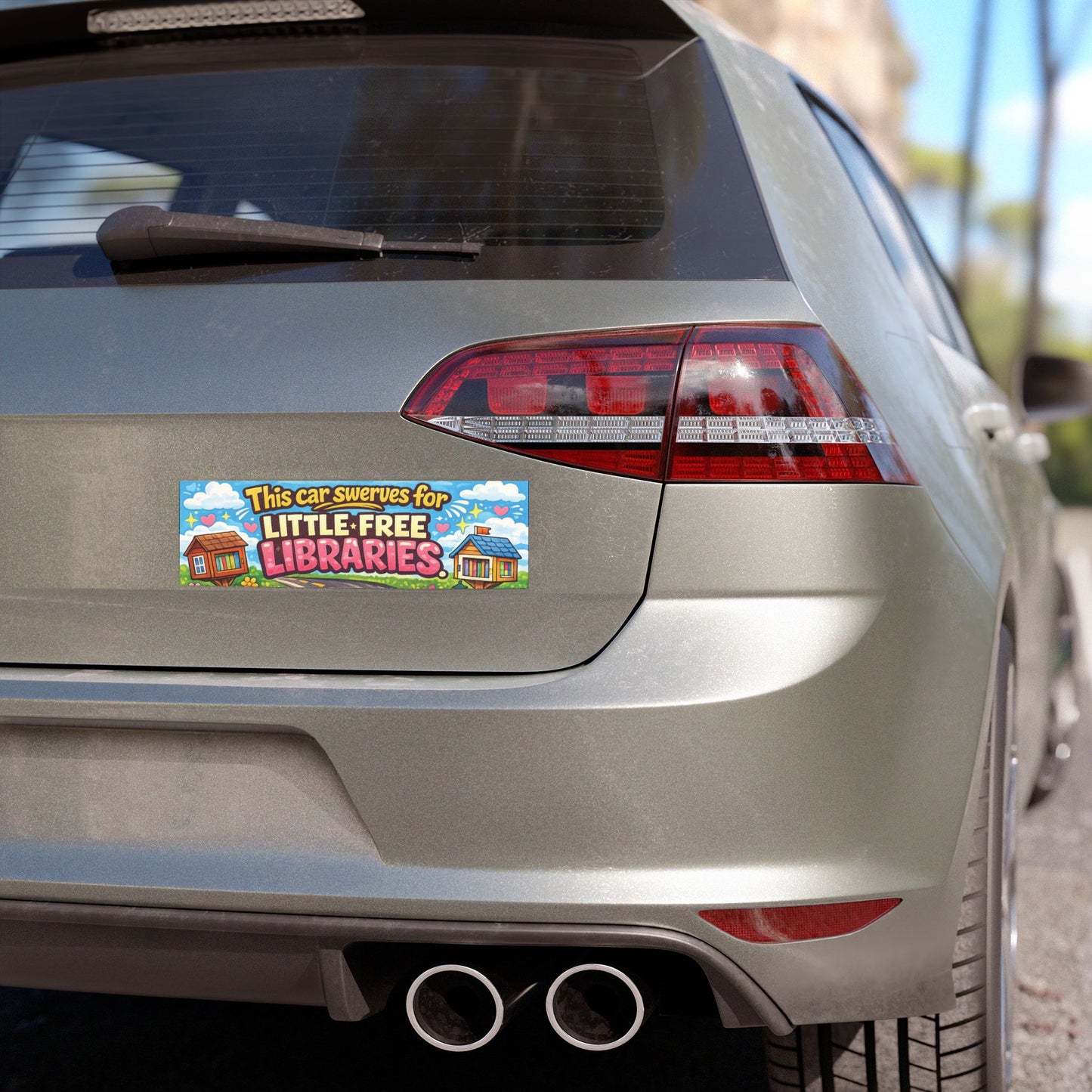 This Car Swerves for Little Free Libraries Bumper Magnet