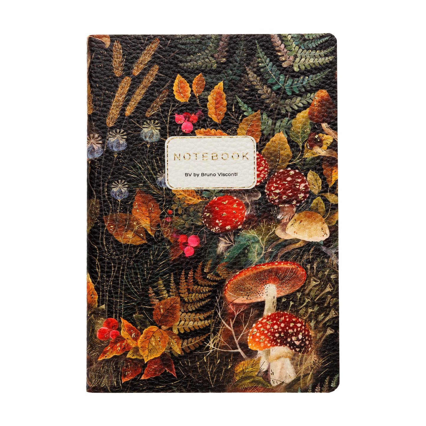 Forest Mushrooms-Vegan Leather A5 Notebook