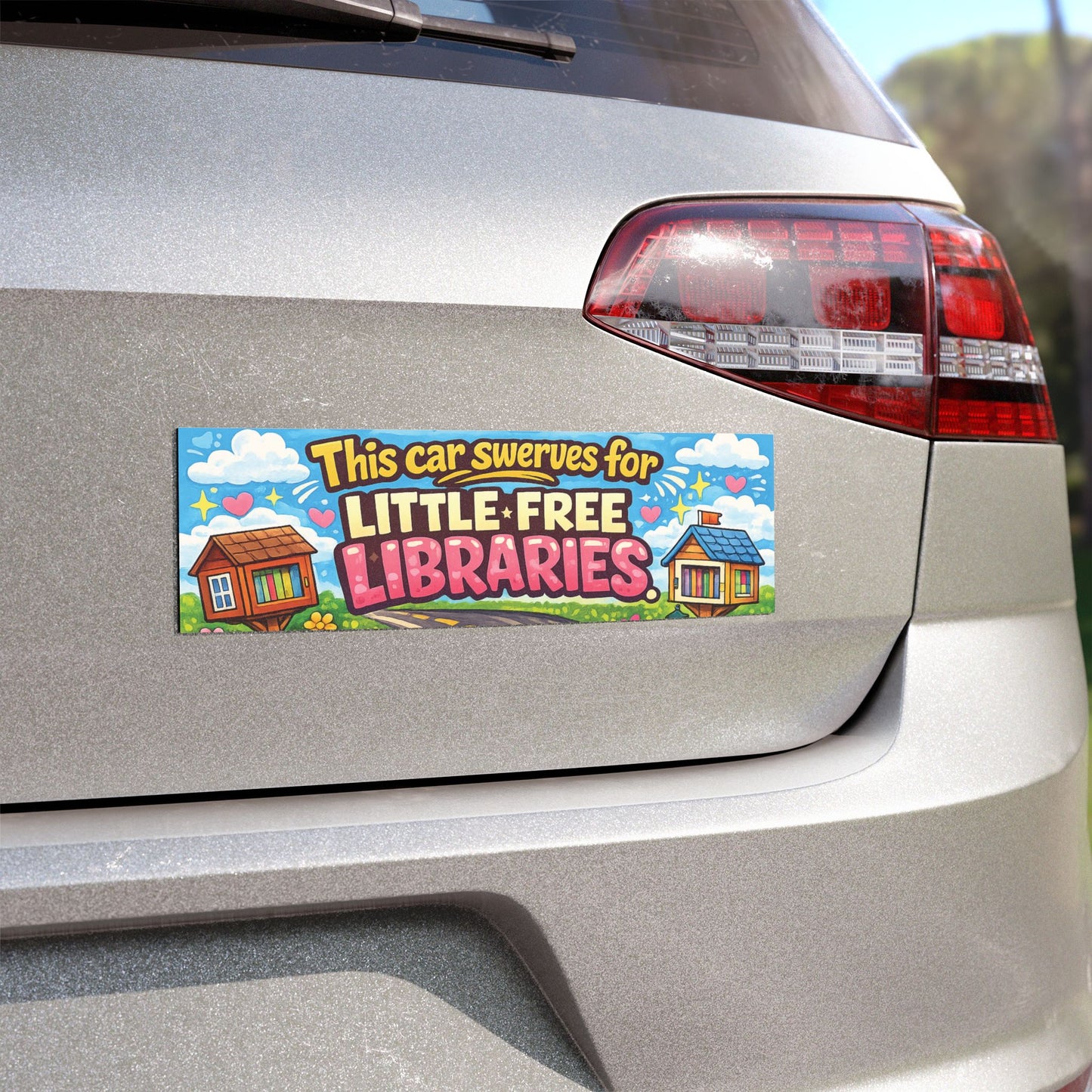 This Car Swerves for Little Free Libraries Bumper Magnet