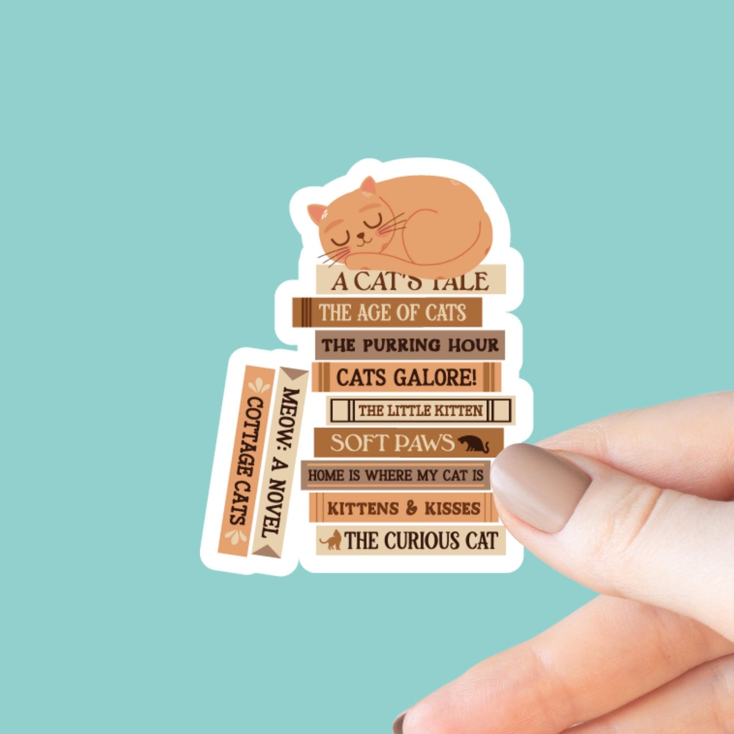 Cat Book Stack Sticker