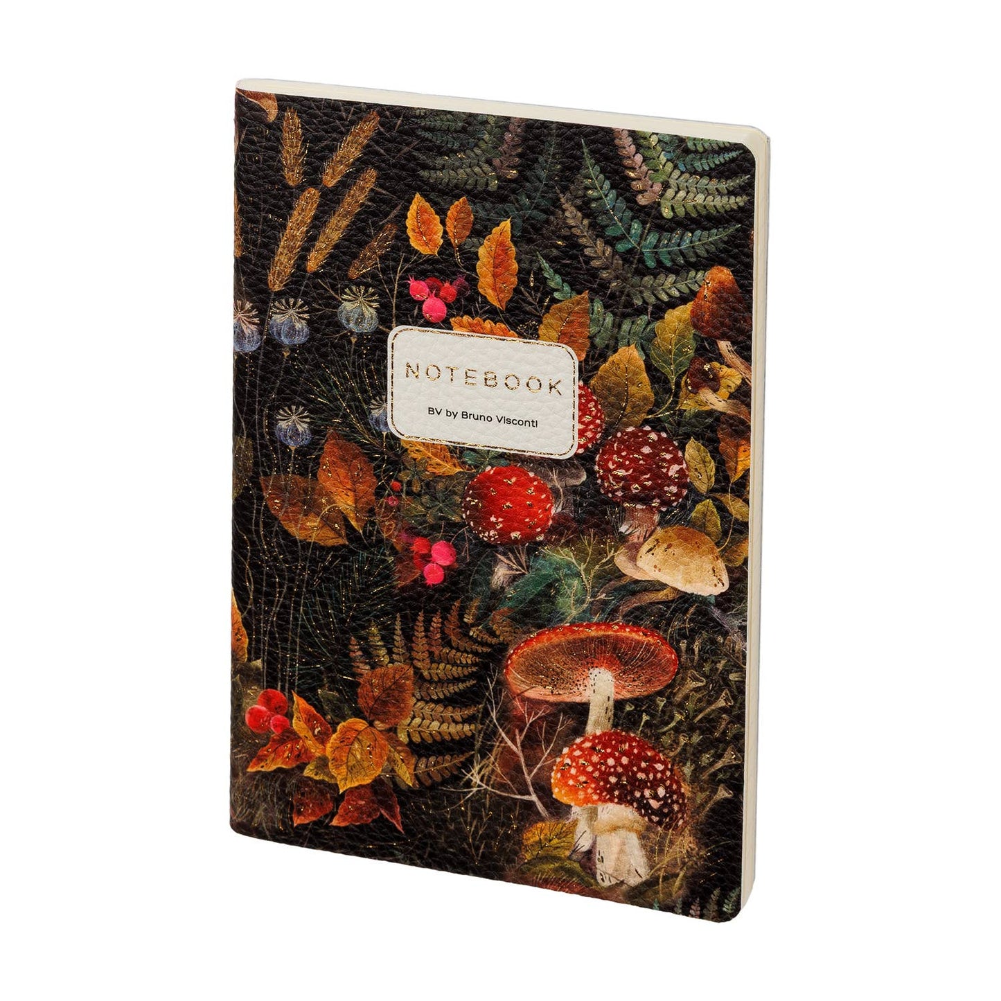 Forest Mushrooms-Vegan Leather A5 Notebook