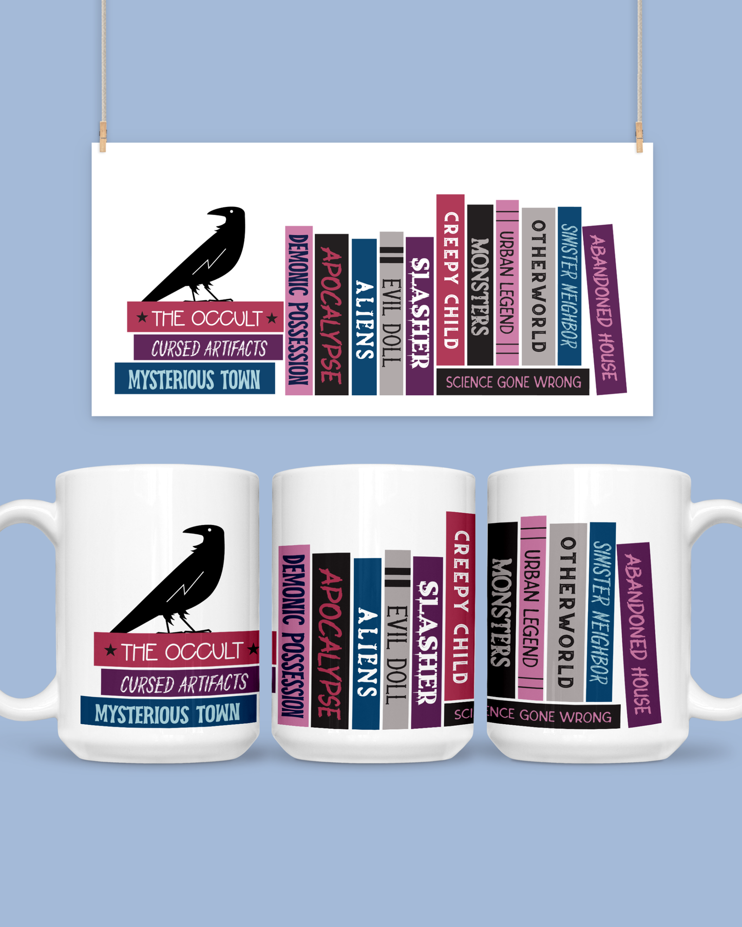 Horror Tropes Book Stack Mug