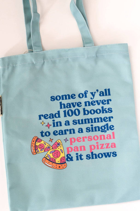 Personal Pan Pizza Summer Reading 90s Kid Nostalgia Tote Bag